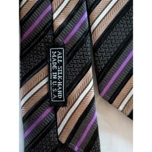 Lucious JZ Richards Boulder Men's 100% Silk Tie USA Purple + Stripe 3.25w X 59"L